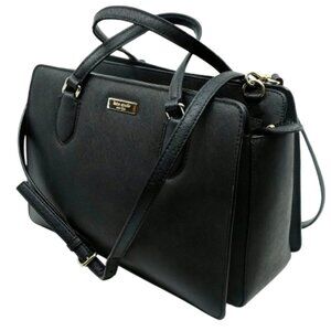 KATE SPADE~Laurel Way Reese~Black Leather~3 COMPARTMENT SATCHEL TOTE BAG